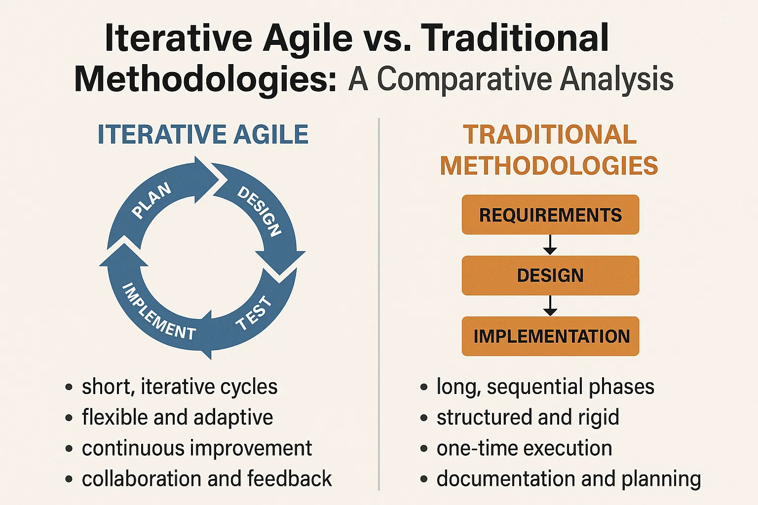 Read more about the article Iterative Agile vs. Traditional Methodologies: A Comparative Analysis