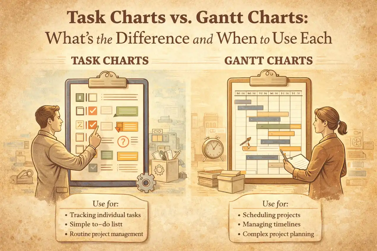 You are currently viewing Task Charts vs. Gantt Charts: What’s the Difference and When to Use Each